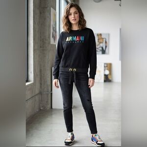 A|X Armani Exchange Multi-Color Logo Drawstring Sweatshirt Size M